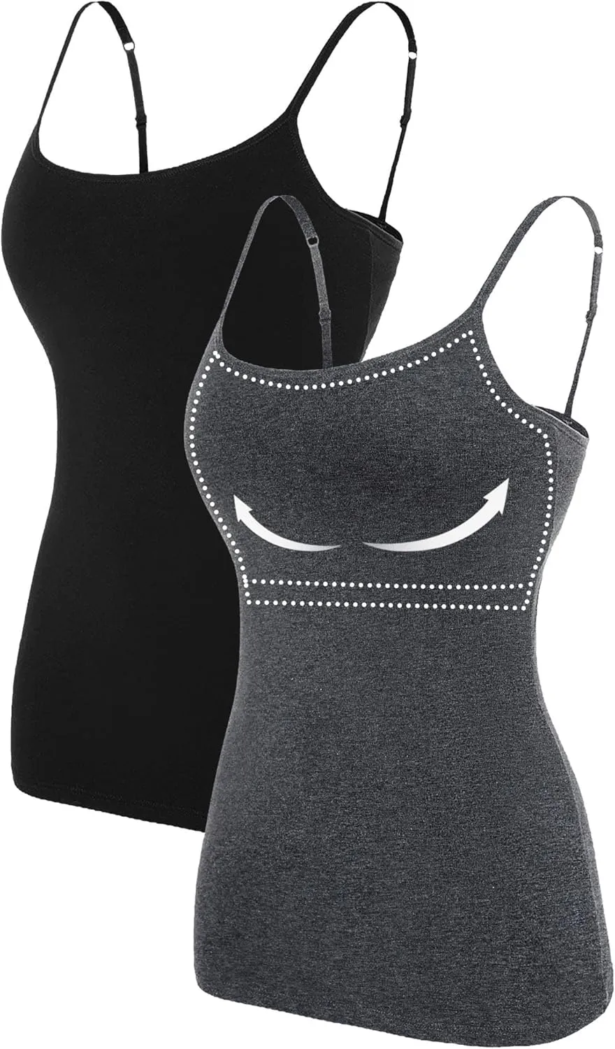 ATTRACO Women's Cotton Camisole Shelf Bra Spaghetti Straps Tank Top