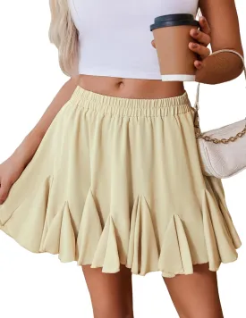Avidlove Women's Pleated Skater Skirt Basic Casual High Waisted Ruffles Flared Mini Lingerie Skirts