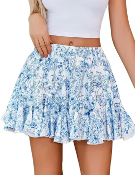 Avidlove Women's Pleated Skater Skirt Basic Casual High Waisted Ruffles Flared Mini Lingerie Skirts
