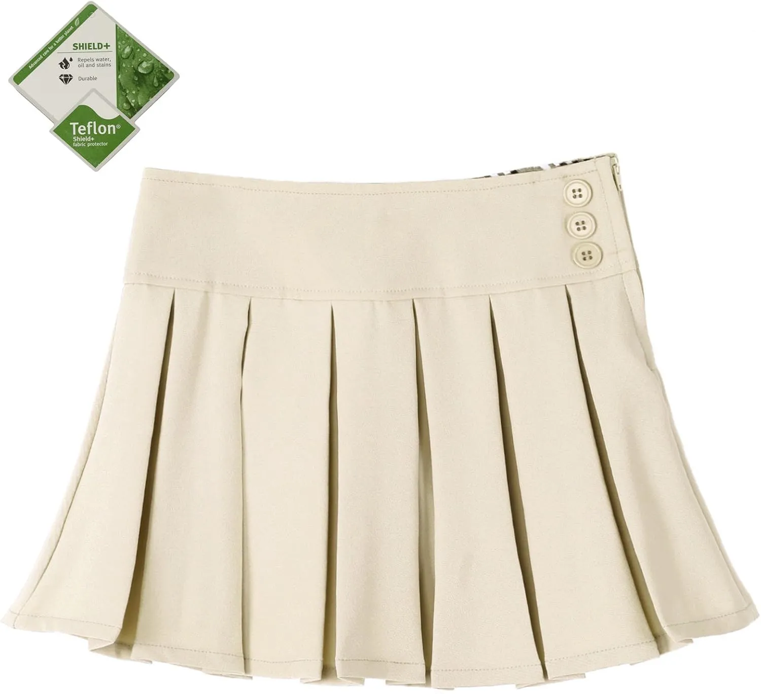 Bienzoe Girls School Uniform Skirt: Kids Adjustable Waist Stretchy Pleated Skort
