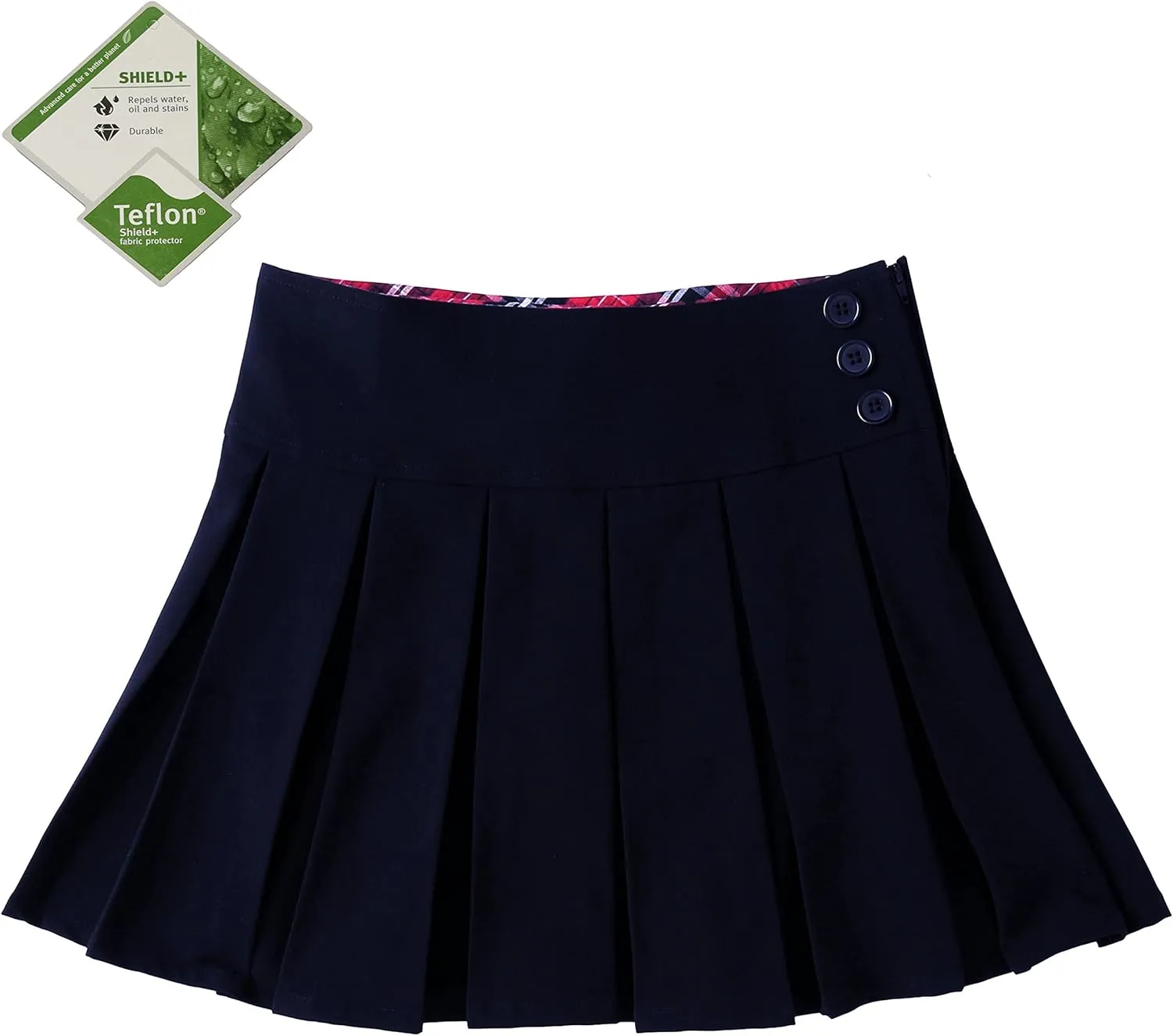 Bienzoe Girls School Uniform Skirt: Kids Adjustable Waist Stretchy Pleated Skort