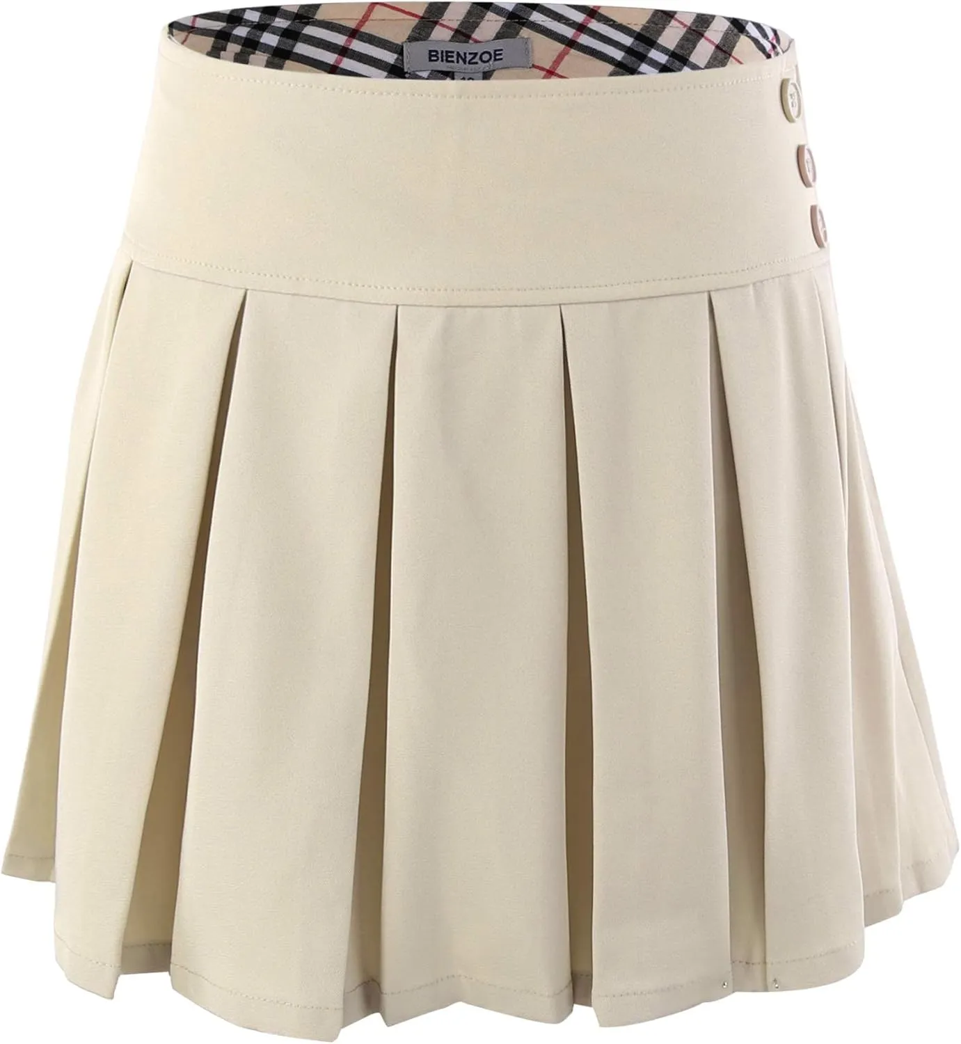 Bienzoe Girls School Uniform Skirt: Kids Adjustable Waist Stretchy Pleated Skort