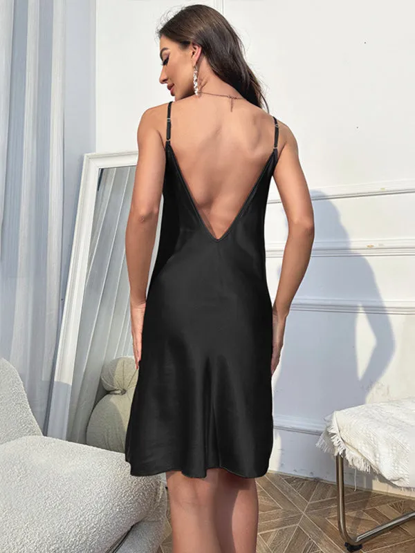 Blue Zone Planet |  Mandy's backless slit spaghetti strap nightgown