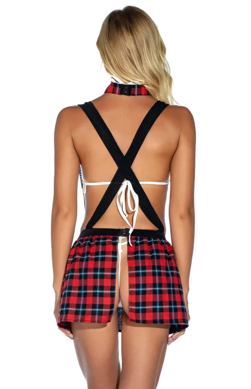 Blue Zone Planet |  Plaid Sleeveless Babydoll Lingerie with Tie