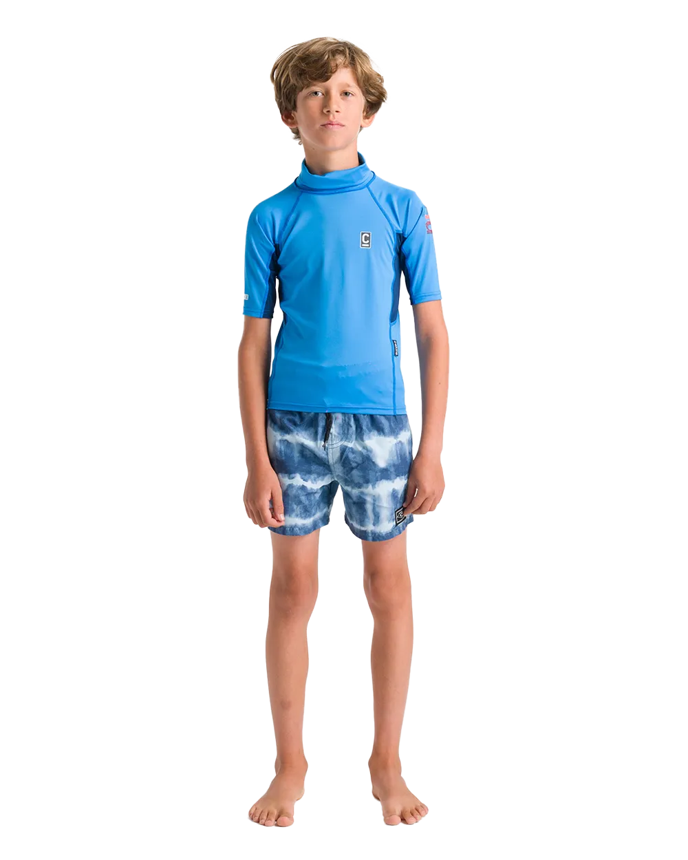 Boys Nuwave Rash Vest in Cyan, Slate & Multi