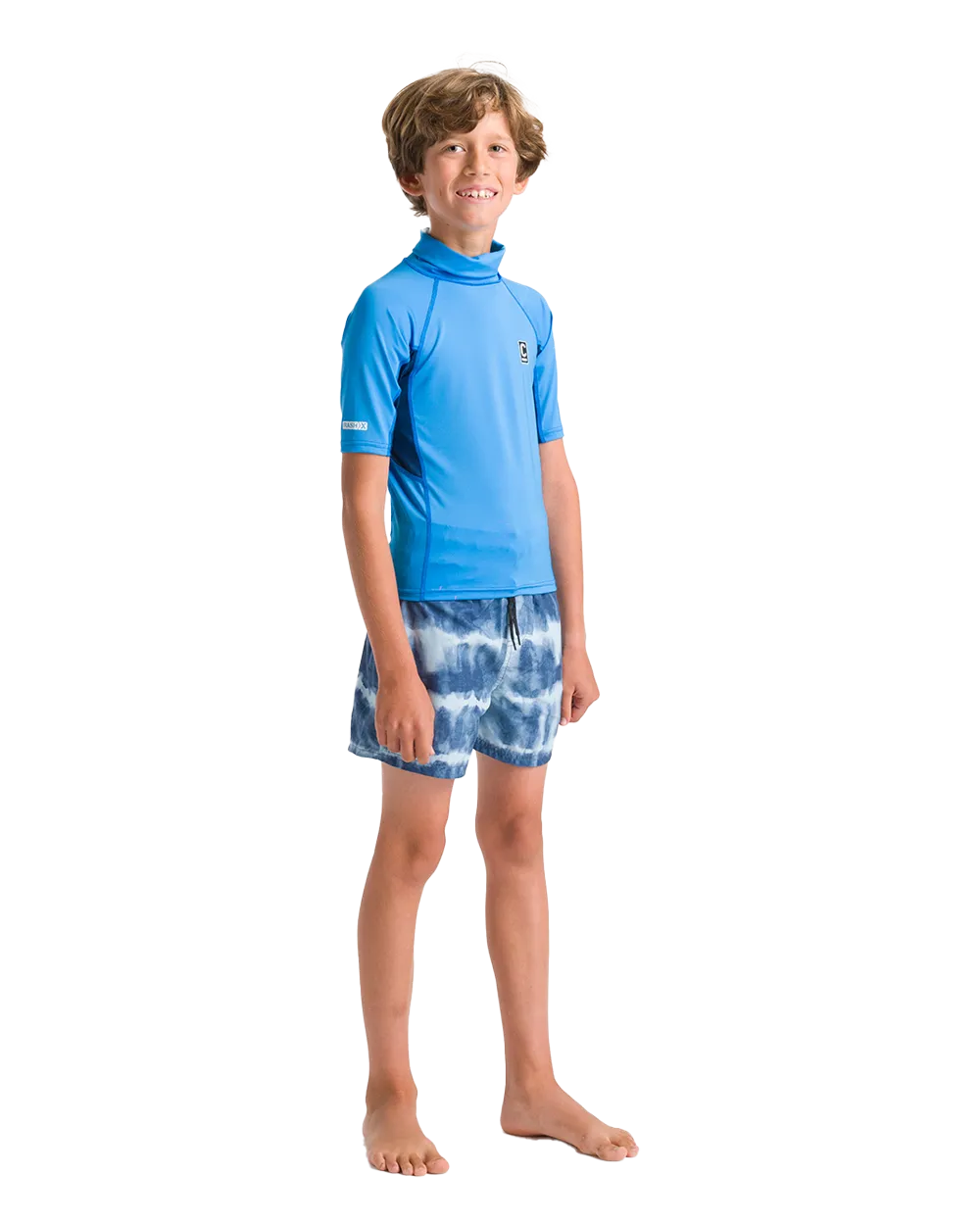 Boys Nuwave Rash Vest in Cyan, Slate & Multi