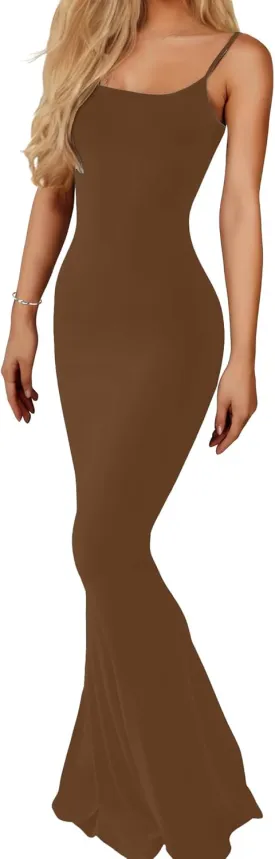 Buauty Womens Summer Dress Bodycon Maxi Dress Sleeveless Casual Long Dresses 2025 Spaghetti Strap Slip Elegant Evening Party