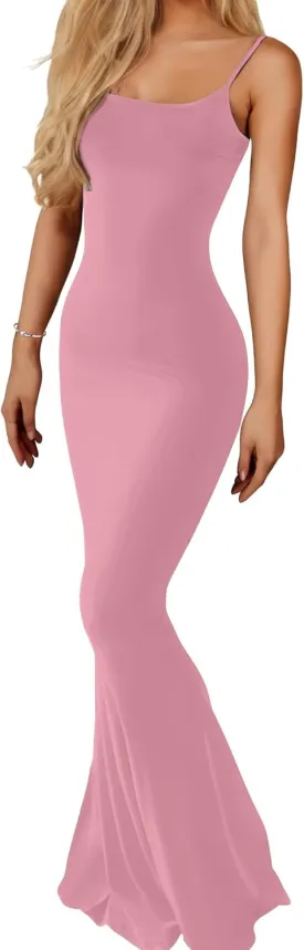 Buauty Womens Summer Dress Bodycon Maxi Dress Sleeveless Casual Long Dresses 2025 Spaghetti Strap Slip Elegant Evening Party