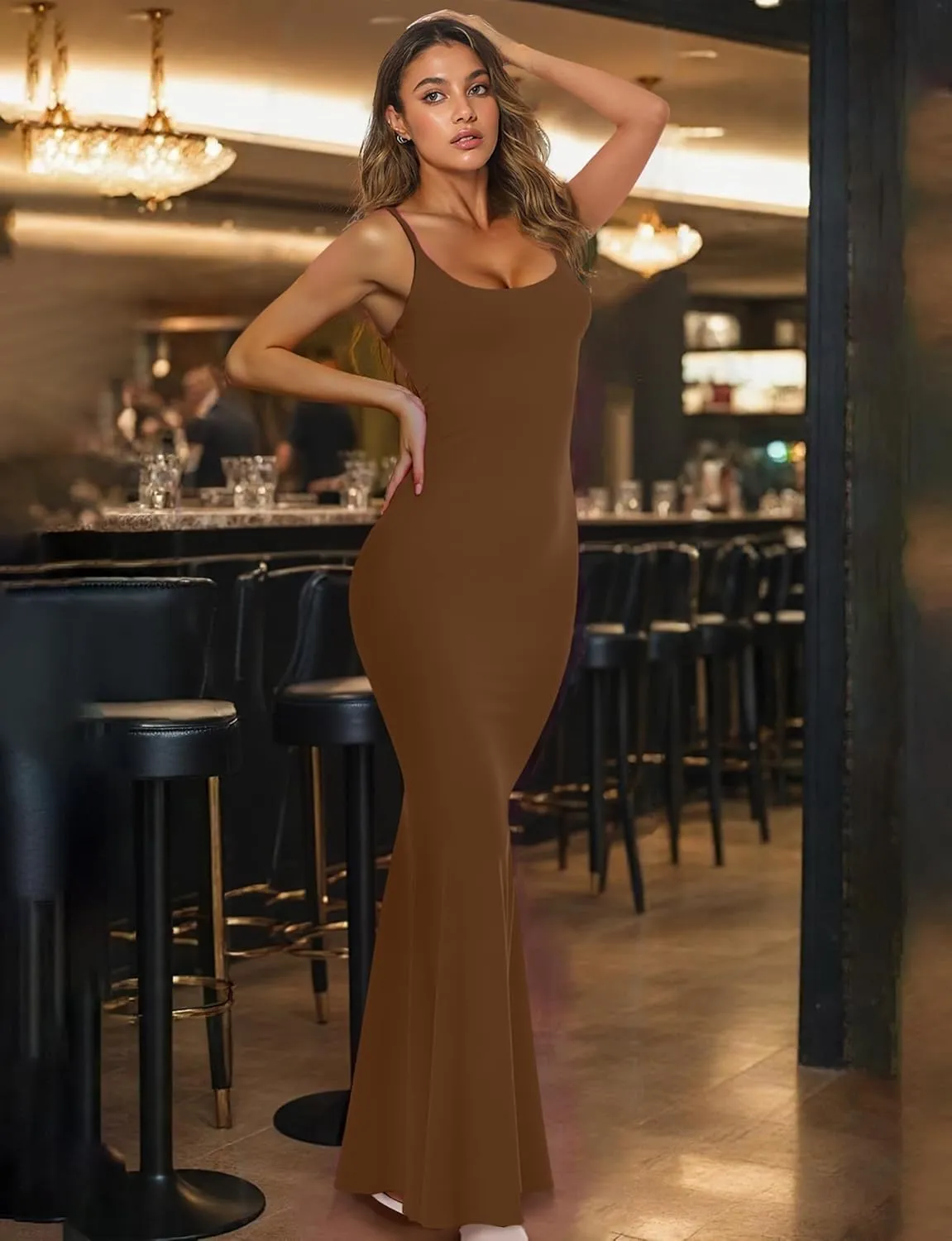 Buauty Womens Summer Dress Bodycon Maxi Dress Sleeveless Casual Long Dresses 2025 Spaghetti Strap Slip Elegant Evening Party