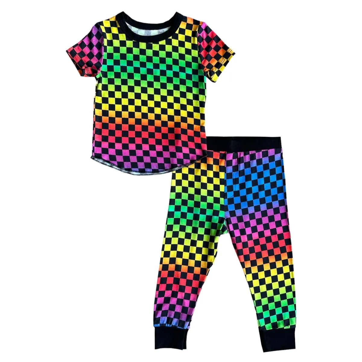 CHECKERED SHORT SLEEVE PJS (UNISEX)