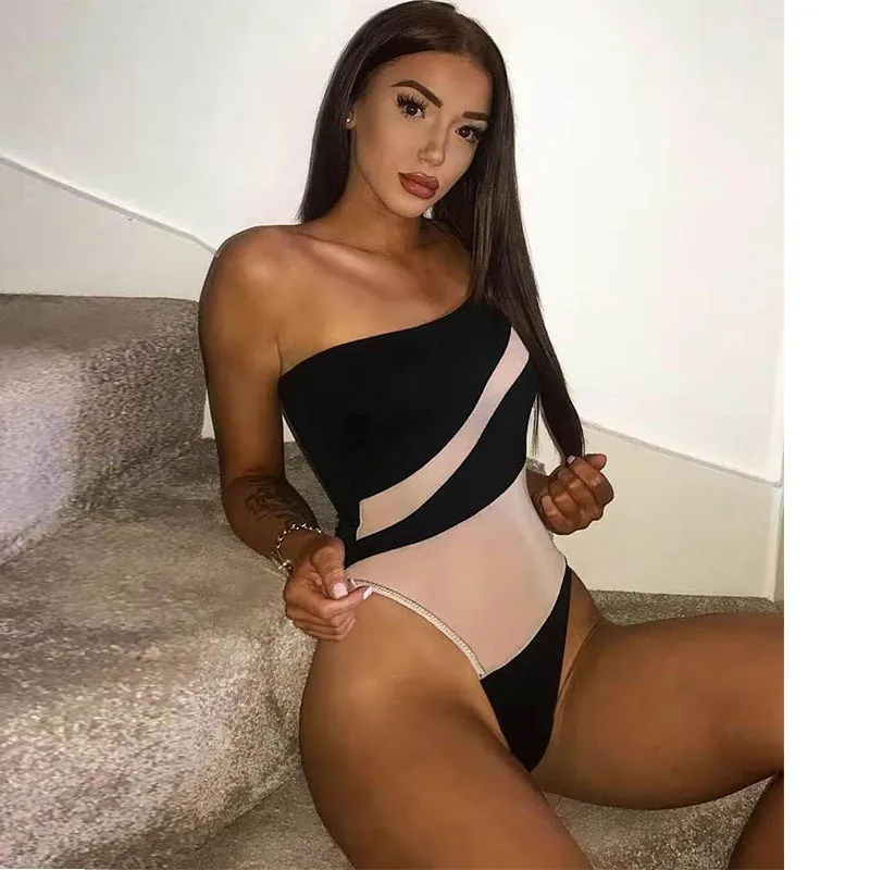 Chic Mesh Panel One-Piece Swimsuit
