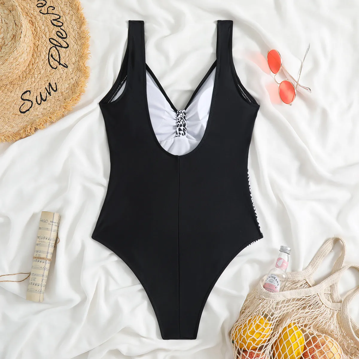 Chic Zebra Print Backless One-Piece Swimsuit