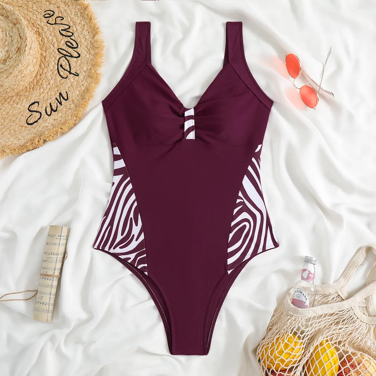 Chic Zebra Print Backless One-Piece Swimsuit