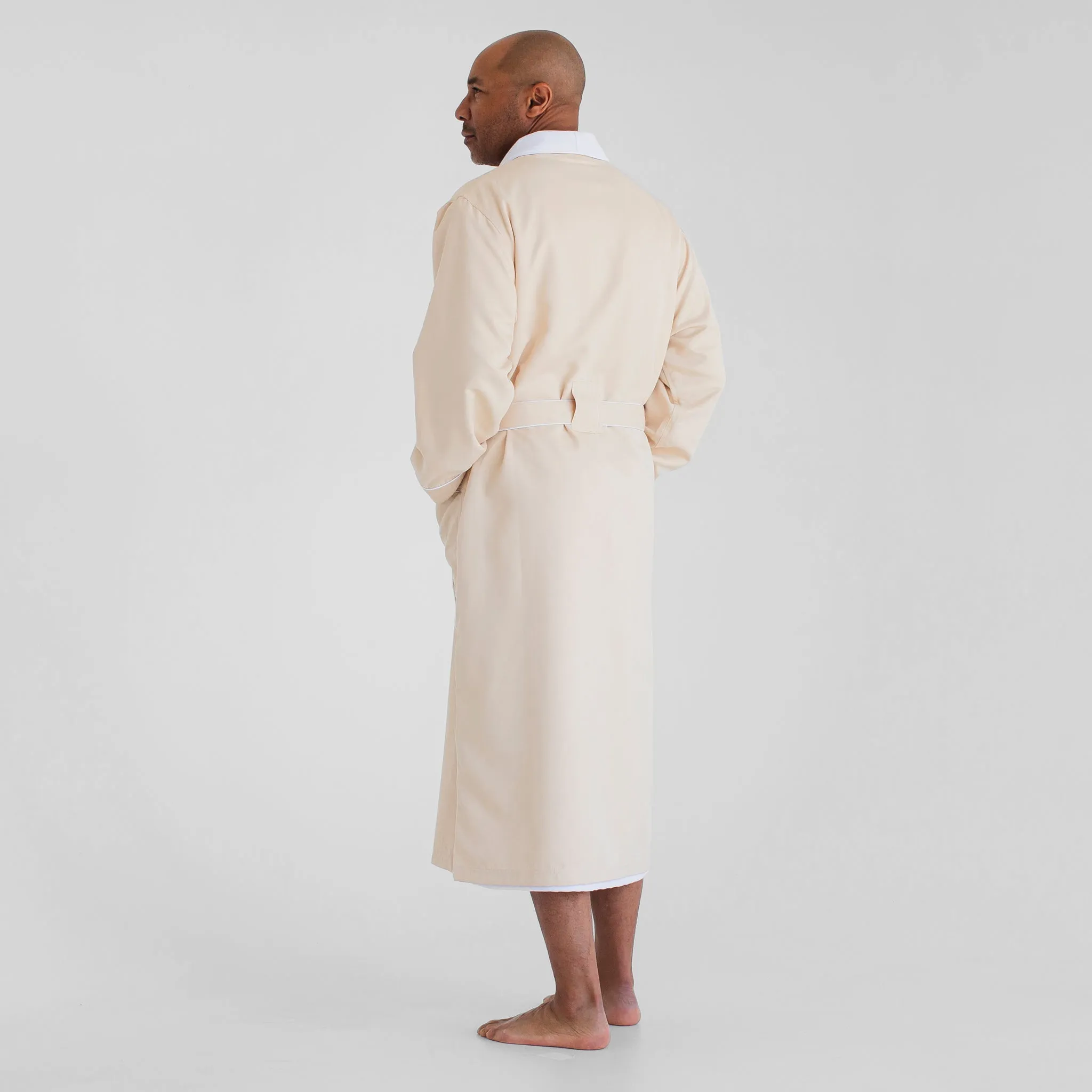 Classic Terry Cloth Spa Robe - Stone/White