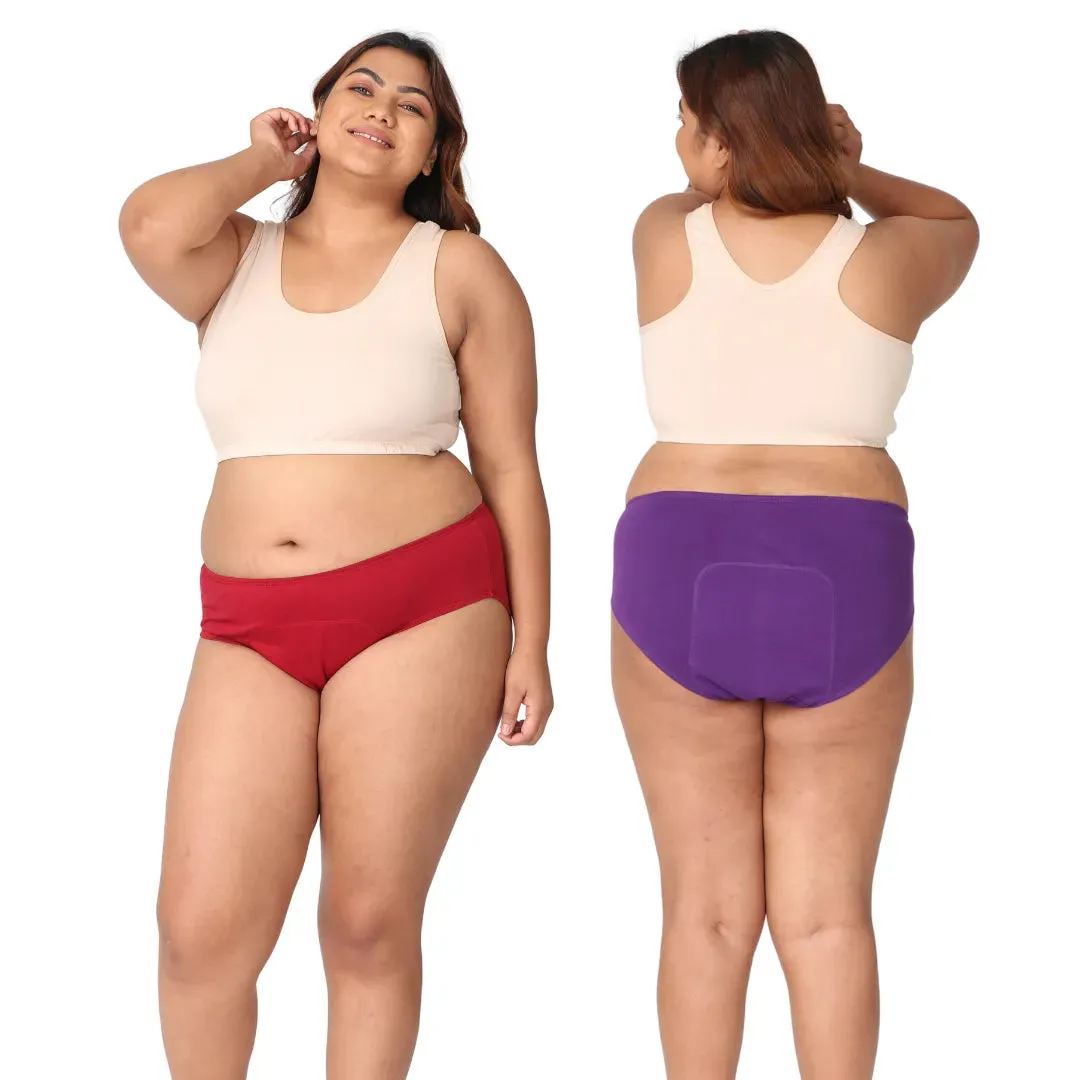 Curvy Women Period Panties For Stain Free Period | Hipster Fit | Leak Proof | Use with Pad For Hygiene | Prevents Front & Back Stains | 2 Pack