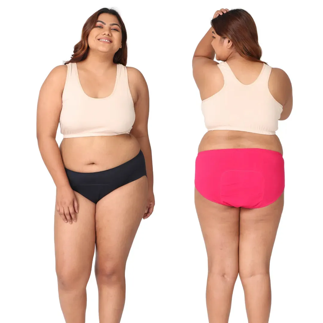 Curvy Women Period Panties For Stain Free Period | Hipster Fit | Leak Proof | Use with Pad For Hygiene | Prevents Front & Back Stains | 2 Pack