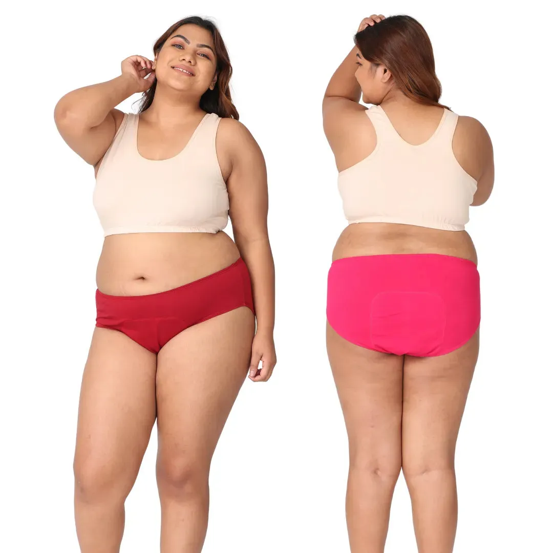 Curvy Women Period Panties For Stain Free Period | Hipster Fit | Leak Proof | Use with Pad For Hygiene | Prevents Front & Back Stains | 2 Pack