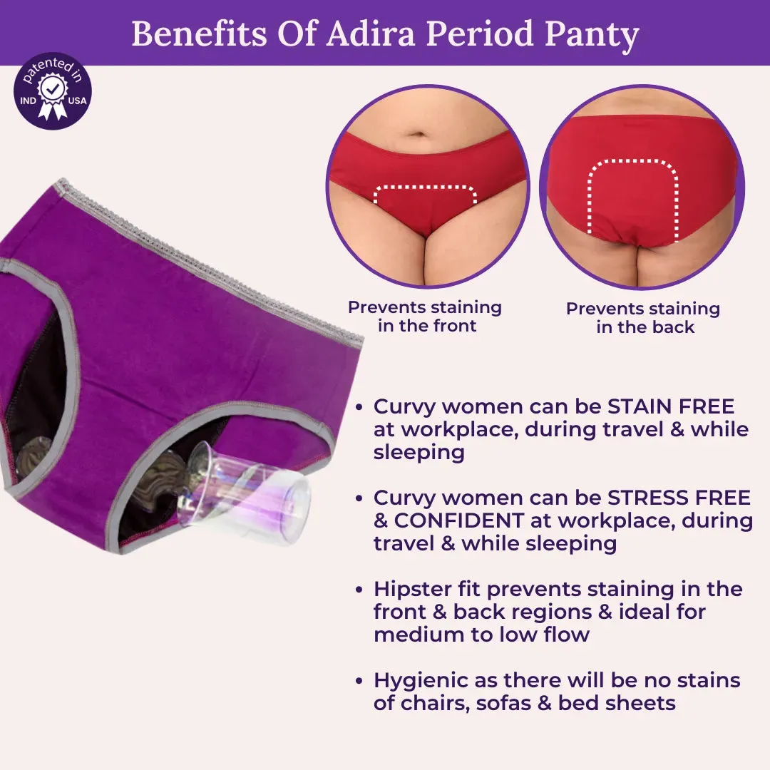 Curvy Women Period Panties For Stain Free Period | Hipster Fit | Leak Proof | Use with Pad For Hygiene | Prevents Front & Back Stains | 2 Pack
