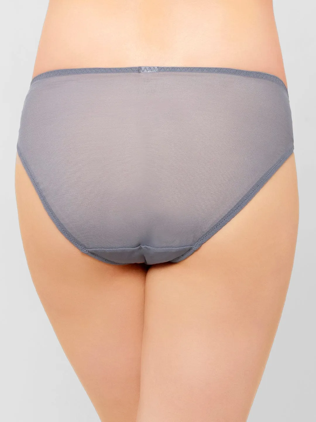 Embrace Lace Low Waist Medium Coverage Bridal Wear Lace Bikini Panty - Dark Grey