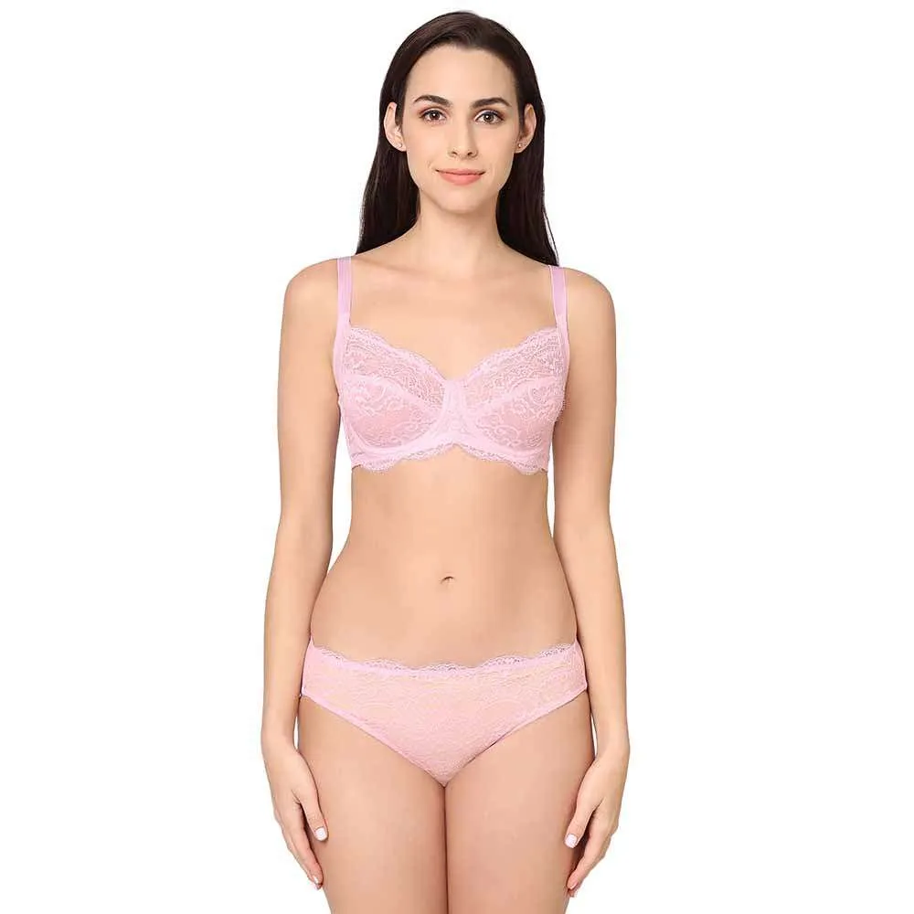 Essential Lace Low Waist Low Coverage Bridal Wear Lace Bikini Panty - Light Pink