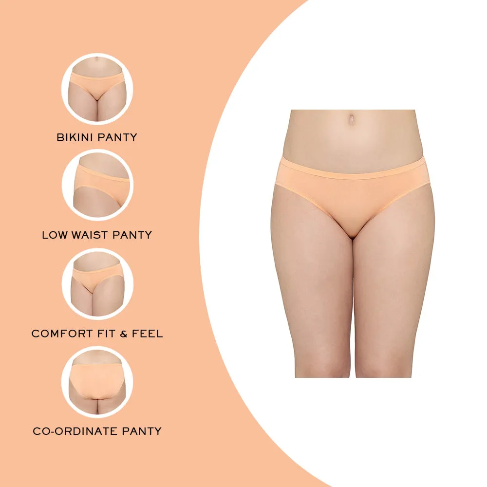 Everyday Elegance Low Waist Medium Coverage Everyday Wear Bikini Panty - Peach