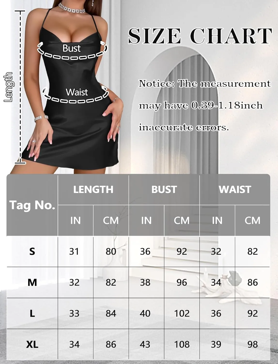 FEOYA Women Sexy Low Cut Cowl Neck Nightgown Criss Cross Back Sleeveless Satin Silky Full Slips Sleepdress Cocktail Dress