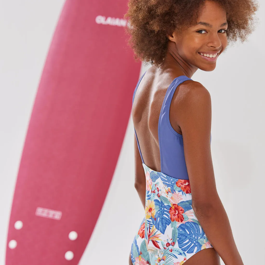 GIRL'S ONE-PIECE SWIMSUIT 500 FUCHSIA