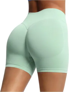 High Waisted Yoga Shorts for Women with Tummy Control Butt Lifting Workout Shorts Seamless & Moisture Wicking for Gym