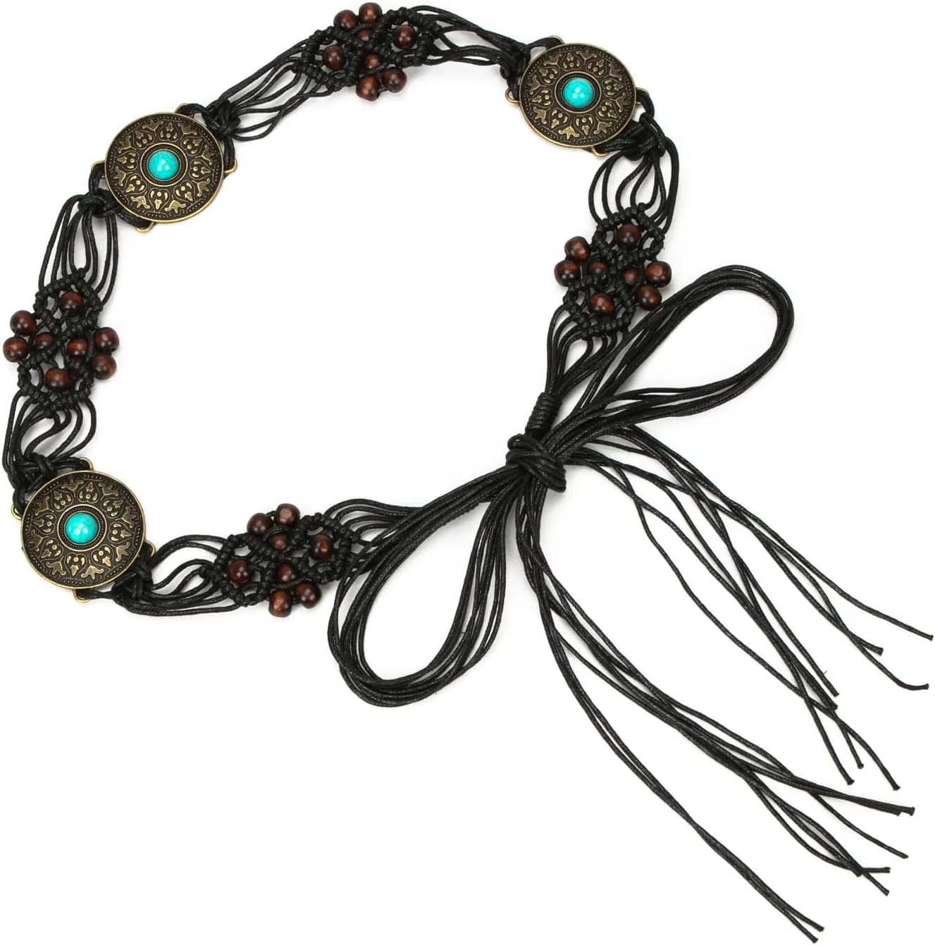 ILuvatar Women's tassel knotted belt hand woven belt Women's Bohemian Style Rope Braid Waist belt