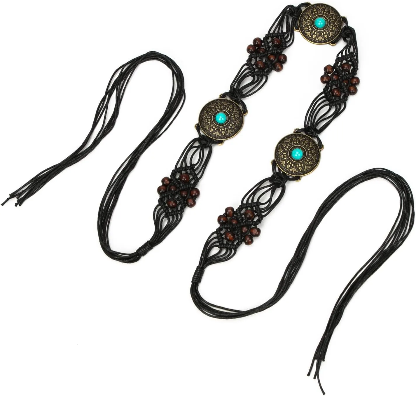 ILuvatar Women's tassel knotted belt hand woven belt Women's Bohemian Style Rope Braid Waist belt