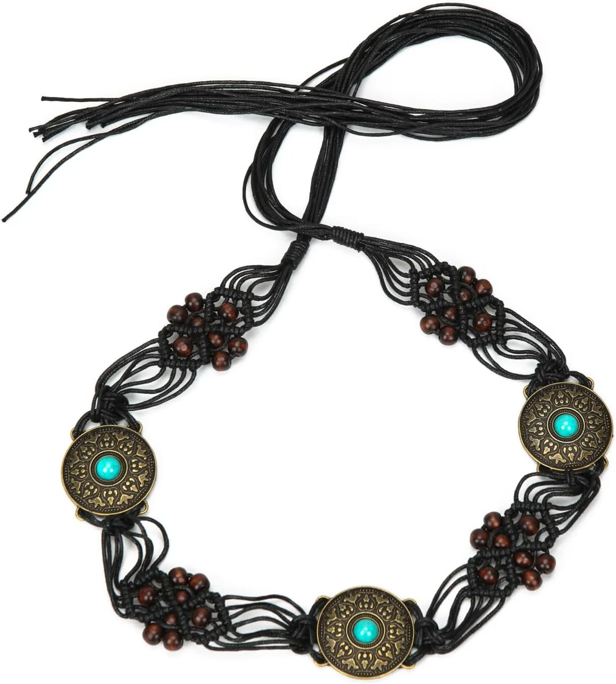 ILuvatar Women's tassel knotted belt hand woven belt Women's Bohemian Style Rope Braid Waist belt