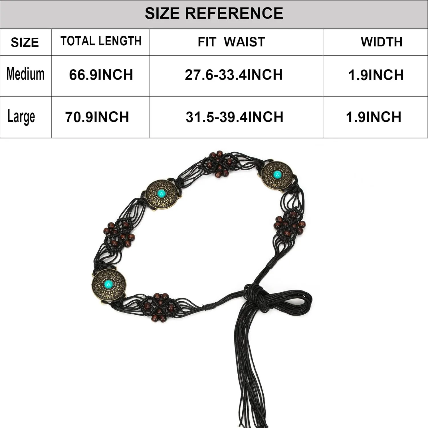 ILuvatar Women's tassel knotted belt hand woven belt Women's Bohemian Style Rope Braid Waist belt