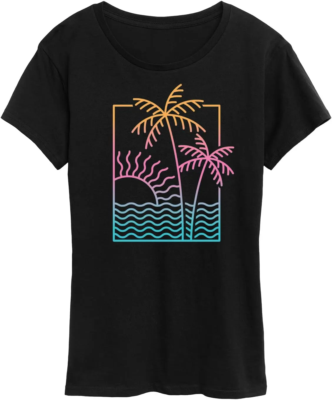 Instant Message - Line Drawing Sunset - Women's Short Sleeve Graphic T-Shirt