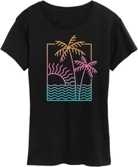Instant Message - Line Drawing Sunset - Women's Short Sleeve Graphic T-Shirt
