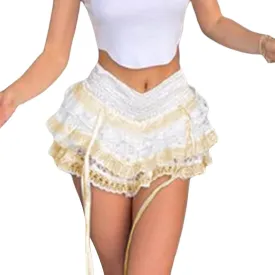 KMBANGI Low Waist Mini Skirt for Women Gothic Pleated Skirts Cute Aesthetic Retro Y2k Short Denim Skirt Harajuku Grunge