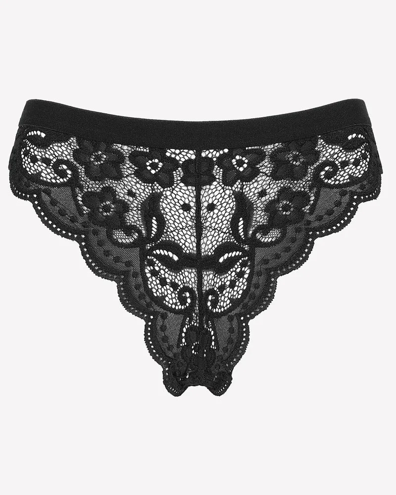 Lace Bow Panties T Back Low Waist Thong
