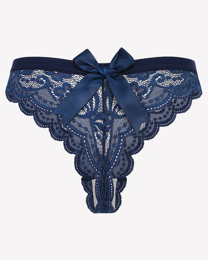Lace Bow Panties T Back Low Waist Thong