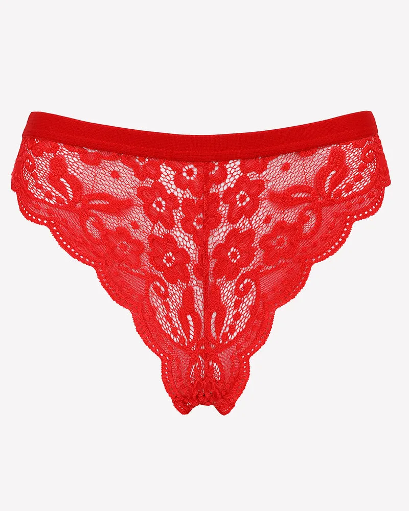 Lace Bow Panties T Back Low Waist Thong