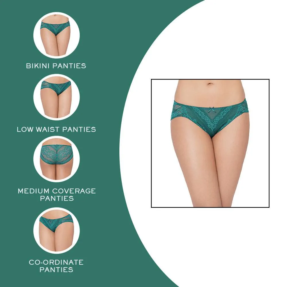 Lucy Low Waist Medium Coverage Bridal Wear Lace Bikini Panty - Teal