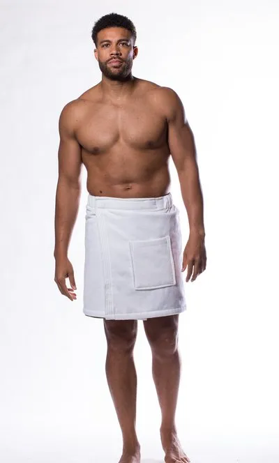 Mens Bath Wraps with Elastic Velcro Comfy for Hot Tub Shower Sauna