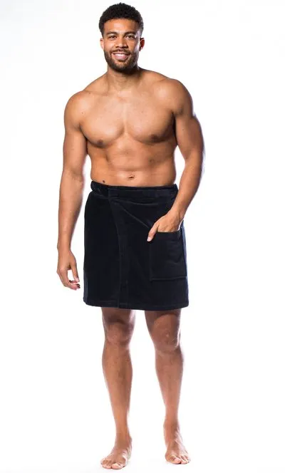 Mens Bath Wraps with Elastic Velcro Comfy for Hot Tub Shower Sauna