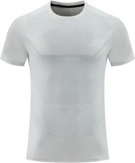 Moisture Wicking Shirts for Men Running Workout Quick Dry T-Shirt Stretch Short Sleeve Athletic Gym Clothes Crewneck