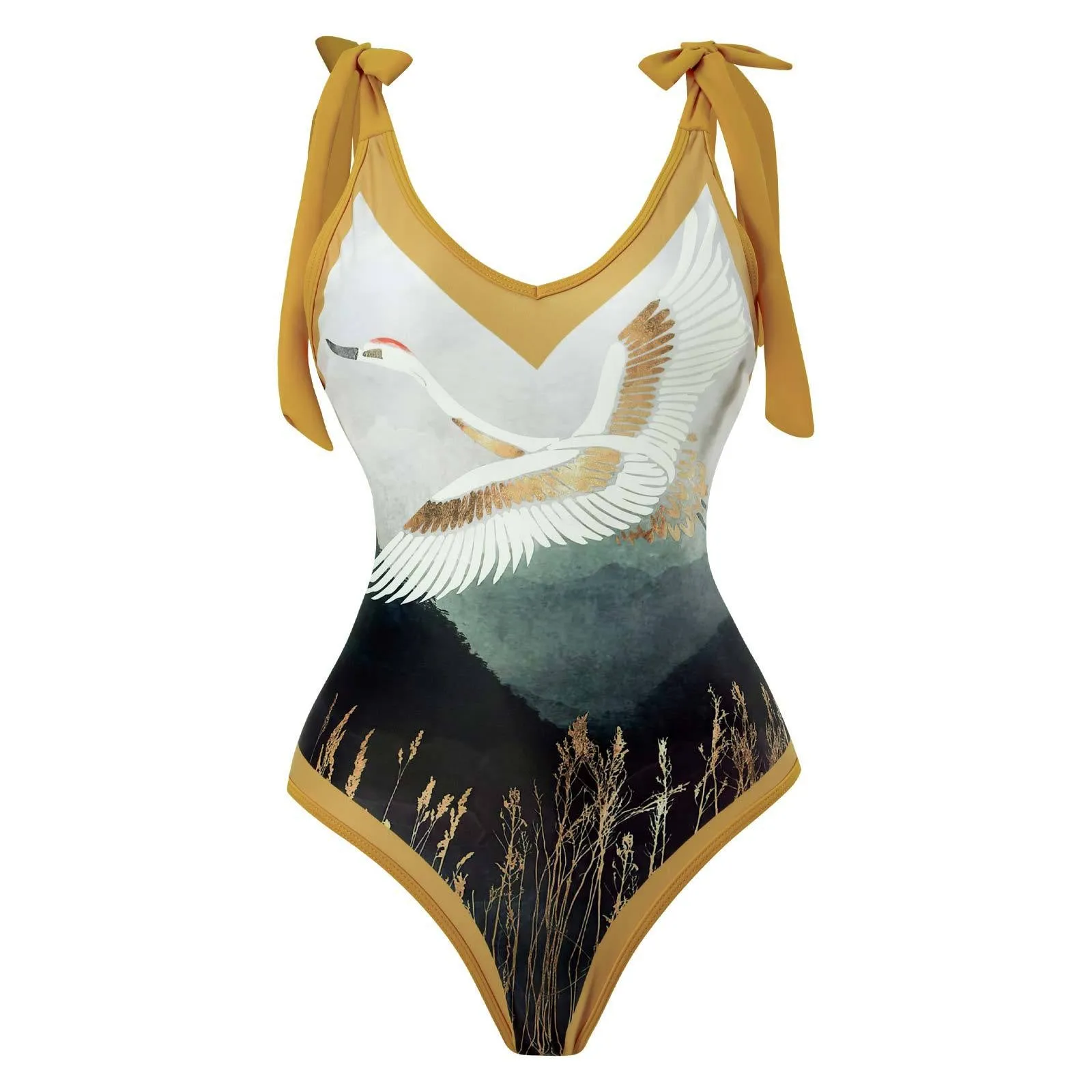 One Piece Swimsuit Floral Print Beach Bathing Suit Set