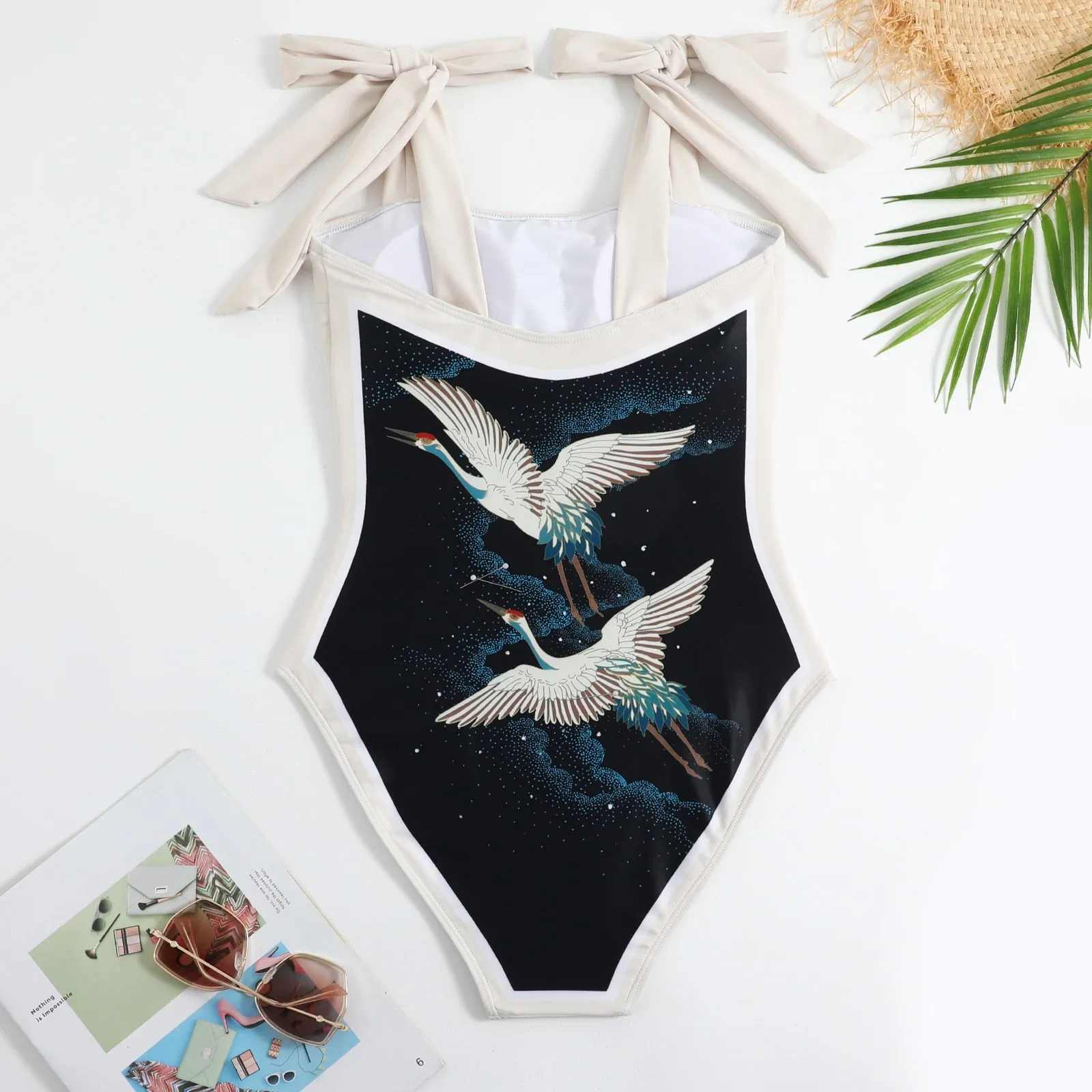 One Piece Swimsuit Floral Print Beach Bathing Suit Set