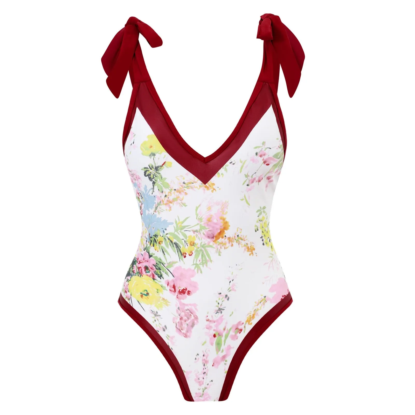 One Piece Swimsuit Floral Print Beach Bathing Suit Set