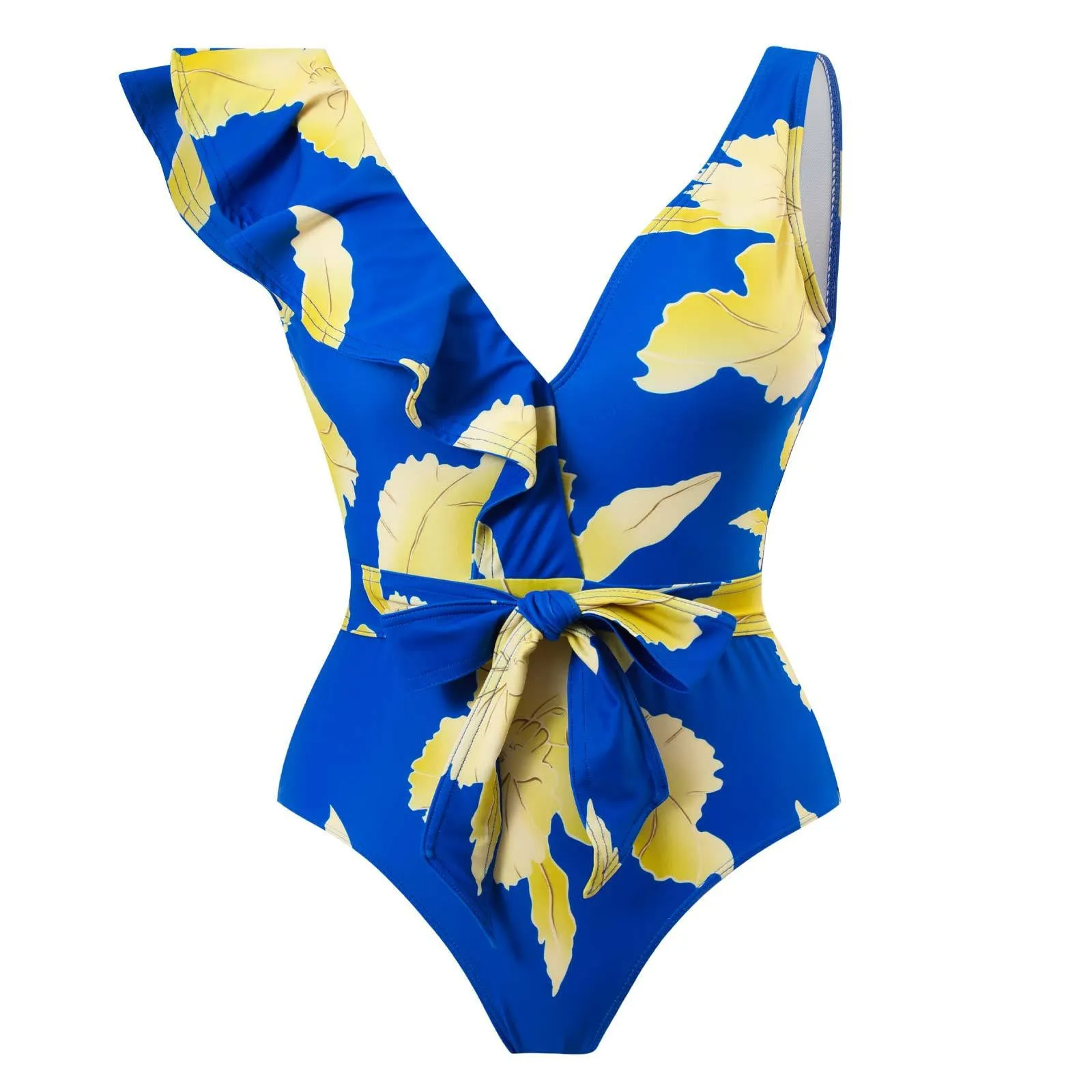 One Piece Swimsuit Floral Print Beach Bathing Suit Set