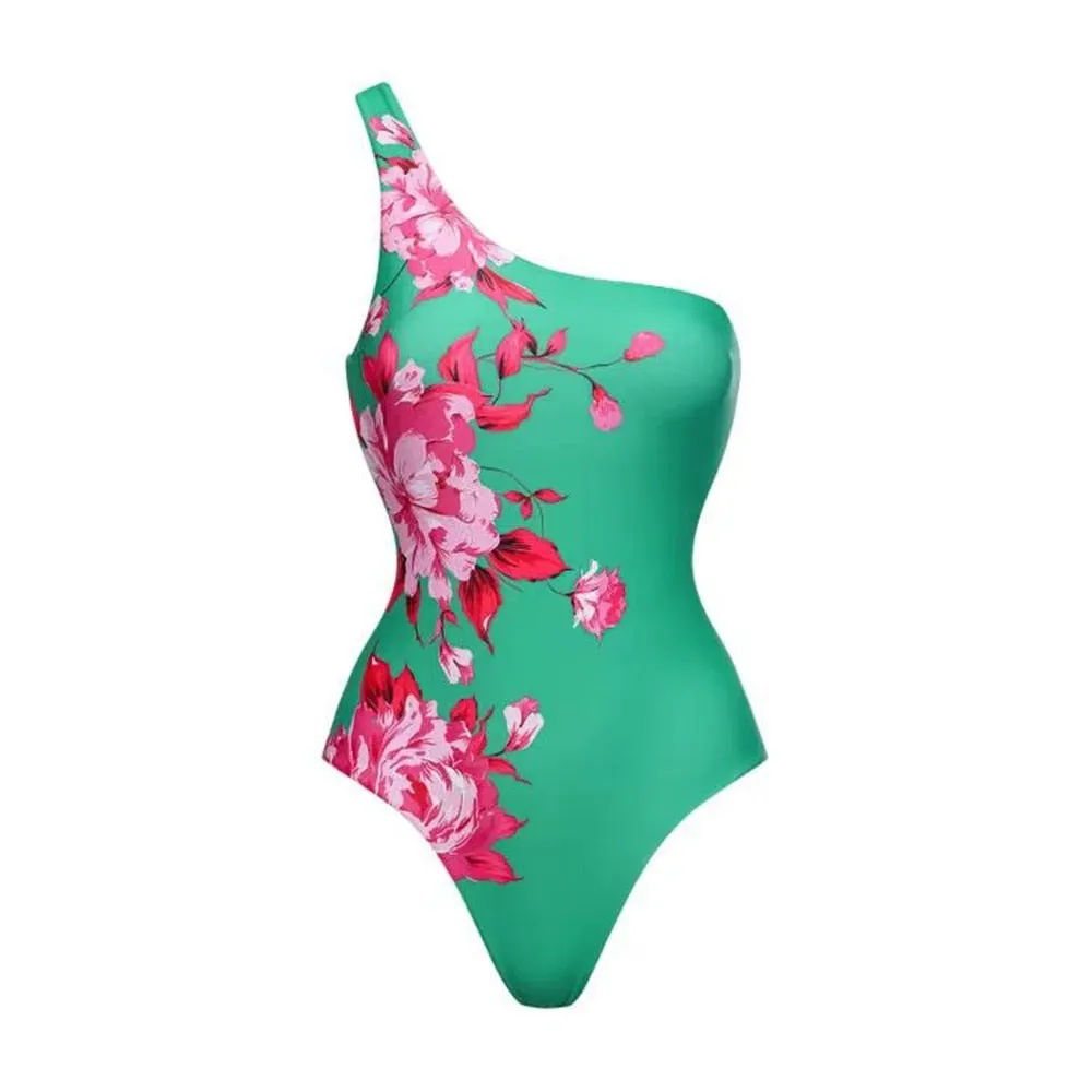 One Piece Swimsuit Floral Print Beach Bathing Suit Set