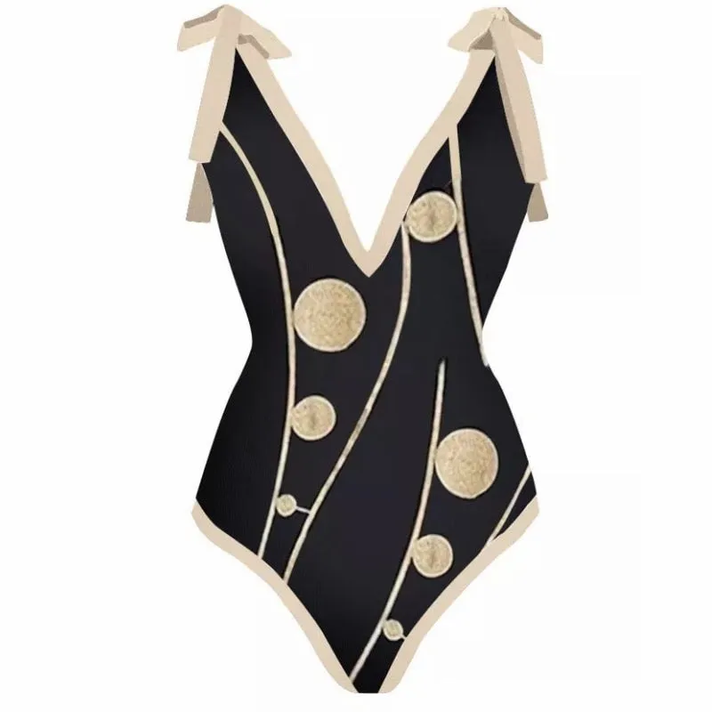 One Piece Swimsuit Floral Print Beach Bathing Suit Set