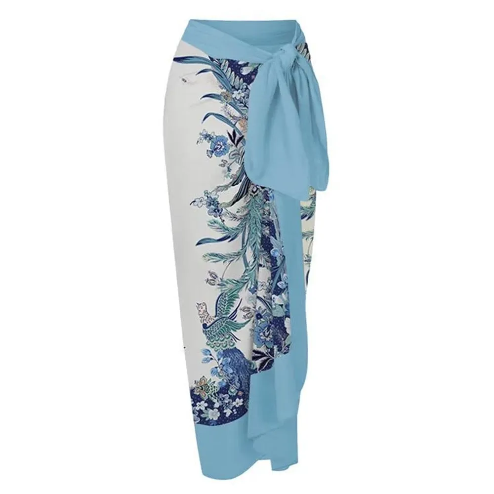 One Piece Swimsuit Floral Print Beach Bathing Suit Set