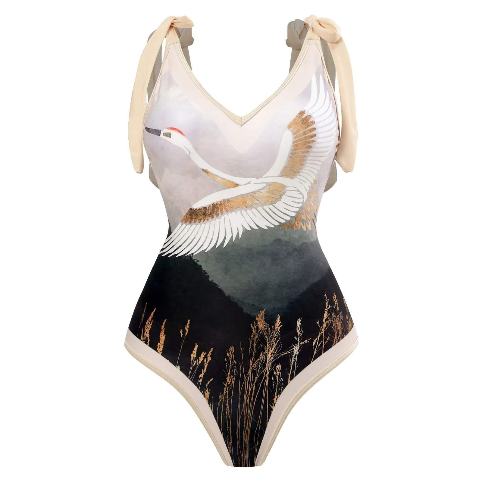 One Piece Swimsuit Floral Print Beach Bathing Suit Set